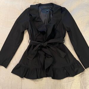 Cynthia Rowley Elegant Black Ruffle Blazer